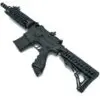 Black tactical rifle with pistol grip.