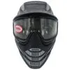 Black paintball mask with thermal lens.