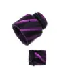 Purple and black striped metal connectors.