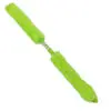 Green feather duster with extendable handle.