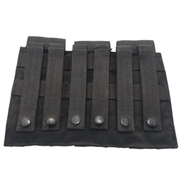 Black tactical MOLLE magazine pouch.