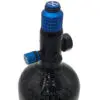 Here's an alt tag for the image: Blue and black paintball tank regulator.