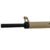 Tan-colored rifle barrel with black muzzle.