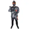 Paintball player with marker and gear.