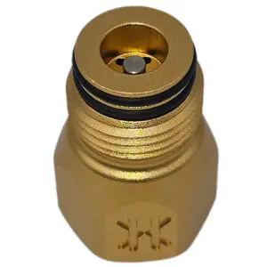 Gold air tank adapter with pin.