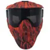 Red and black flame paintball mask.