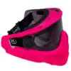 Pink paintball mask with black strap