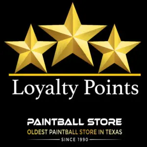 Three gold stars, loyalty points logo.