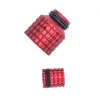 Red metal caps with black o-rings.