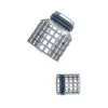Two silver metal parts with black rubber rings.