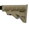 Tan AR-15 style buttstock close-up.