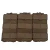 Triple tan tactical magazine pouches.