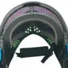 Black paintball mask with blue accents.