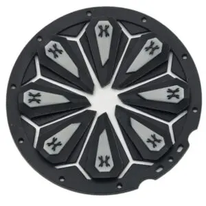 Black and gray circular paintball loader.