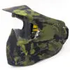 Camouflage paintball mask with visor.