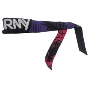 Purple and black patterned headband.