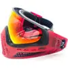 Red paintball mask with thermal lens.