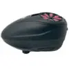 Black paintball hopper with pink loader.