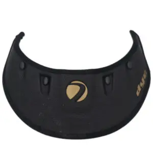 Black Dye helmet visor with logo.