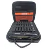 Open tool case with many compartments.