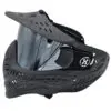 Black paintball mask with mirrored lens.