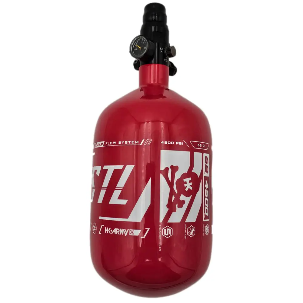 Red 68ci HKarny paintball tank.