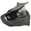Dark green paintball mask with visor.