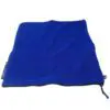 Blue microfiber towel with zipper pouch.