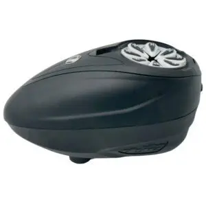 Black electric razor with multiple blades.