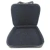 Open black carrying case with zipper.