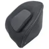 Black ergonomic cushion with mesh fabric cover.