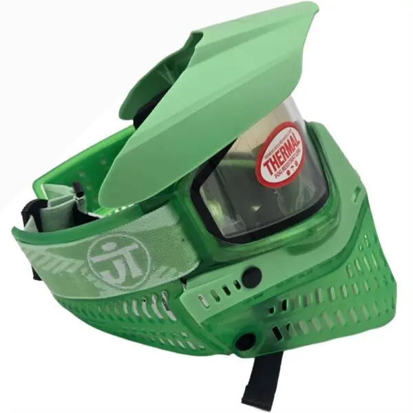 Green paintball mask with thermal lens.
