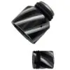 Black and silver diagonal striped nozzle attachment.