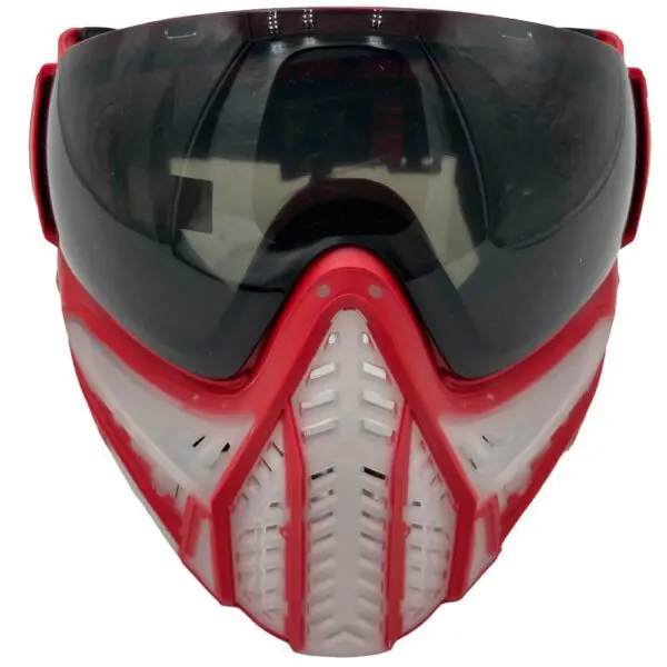 Red and white protective sports mask.