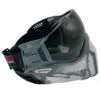Paintball mask with tinted visor, gray design.