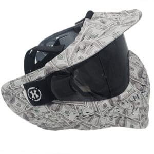 Money-print paintball mask with visor.