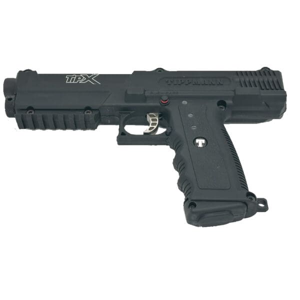 Black Tippmann paintball pistol.