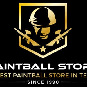 A logo for the paintball store.