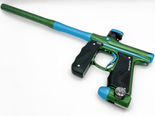 Green and blue paintball marker