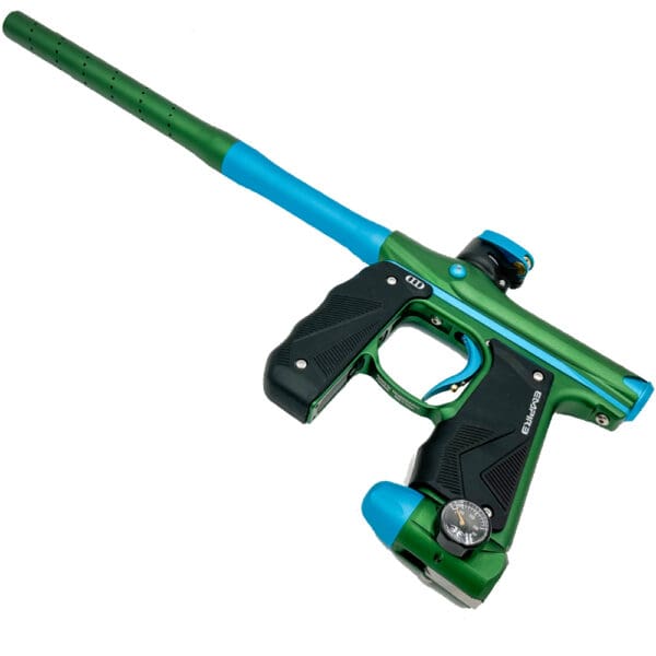 Green and blue Empire paintball marker.