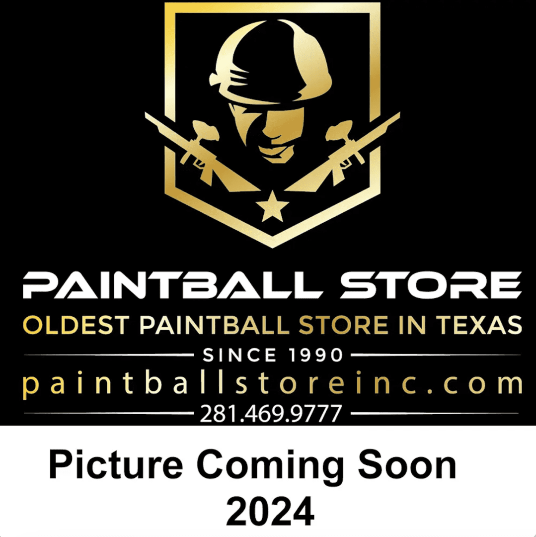 Paintball Store logo, gold on black.