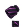 Purple and black striped metal connectors.
