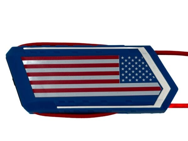 Blue and red American flag keychain.