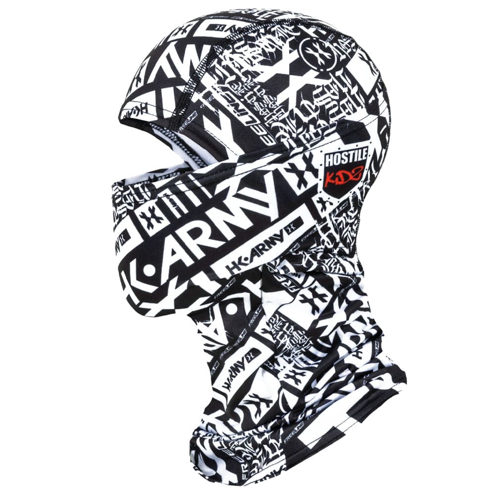 Black and white balaclava with "Hostile KDZ" logo.