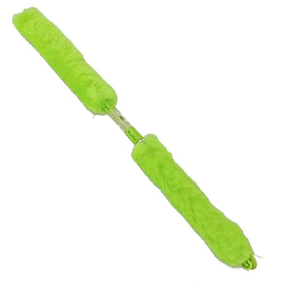 Green telescopic feather duster for cleaning.