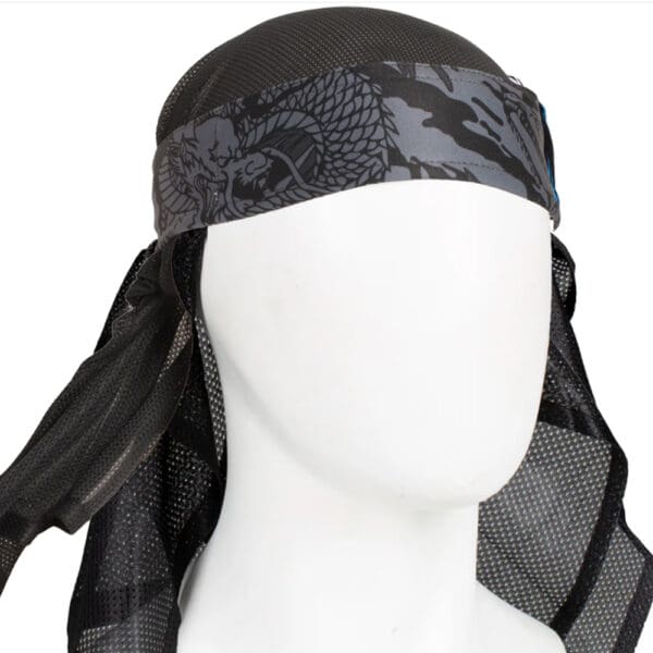 Black dragon head sweatband with mesh.