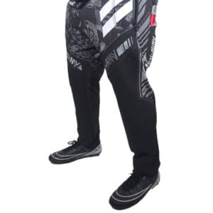 Black and gray patterned paintball pants.