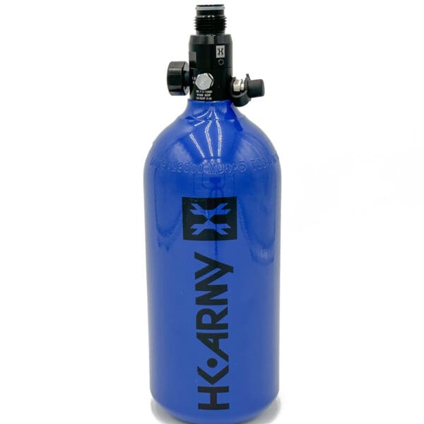 Blue HK Army paintball air tank.