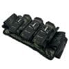 Tactical gear with camouflage pattern and pouches.