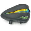 Dye R2 paintball hopper with iridescent trim.